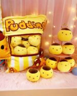 A Large Bag Of Snacks Plushies featuring pudding and custard plush toys.