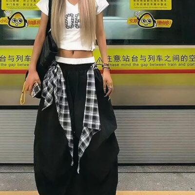 Patched Cargo Pants - Grunge Aesthetic