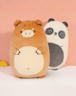 Kawaii bean-shaped wild animal plushies featuring a pig and panda.