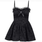 Dark Rose Lace Sling Dress - Gothic Aesthetic word2