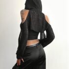 Hooded Cut Out Top - Gothic Aesthetic word1