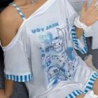 Blue Nurse Cat T-Shirt - Cutecore Aesthetic word3