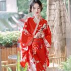 Satin-Fabric Light Kimono - Japanese Floral Design word3