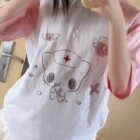 Neko Nurse Pink T-Shirt - Cutecore Aesthetic word2