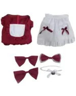 Unisex japanese maid dress set: red top, white skirt, and bow accessories.