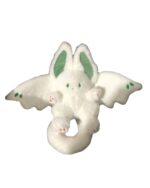 Kawaii bat rabbit plushie, white and green aesthetic plush toy.