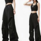 Rivet Design Loose Pants - Korean Aesthetic word1