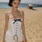 Bowed Thin Sling Dress - Coquette Aesthetic word1