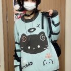 Mint Neko Sweater - Harajuku Aesthetic word3