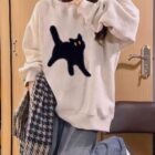 Oversize Round Neck Sweater - Scaredy Cat Edition word1