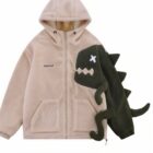 Harajuku Fluffy Cashmere Hoodie - Dino Edition word1