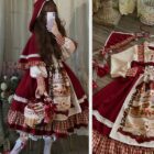 Red Cape Puffy Dress - Classic Lolita Aesthetic word2