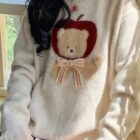 Apple Bear Sweater - Cottagecore Aesthetic word3