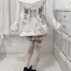 Rabbit Eared Cardigan Hoodie - Cutecore Aesthetic word1