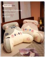 Kawaii cat plushie, a soft, plush cushion with paw details and embroidered accents.