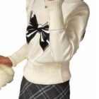 Bowknot Print Sweater - Korean Aesthetic word3