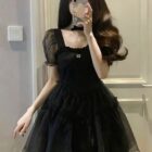 High Waist Black Dress - Aesthetic Vintage word2
