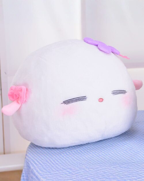 Big Fluff Balls - As Miss Beelzebub Likes, a white beelzebub plushie with pink accents and a bow.