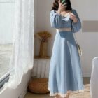 Retro Square Collar Dress - French Aesthetic word1