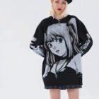Black Harajuku Sweater - Animecore Aesthetic word1