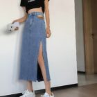 Denim Long Skirt - Korean Clothes word3