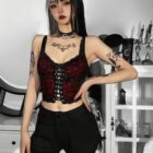 Laced Wine Vest - Gothic Aesthetic word2