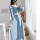 Retro Square Collar Dress - French Aesthetic word1