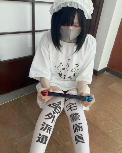 Kawaii Thigh Highs - Kanji Inscription Edition featuring Japanese characters on the thigh highs.