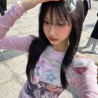 Retro Style Long Sleeves Pink Top - Cutecore Aesthetic word2