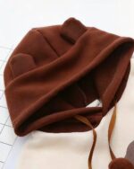 Kawaii Harajuku kuma bear hoodie with bear ear details and drawstring.