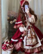 Red Cape Puffy Dress - Classic Lolita Aesthetic, featuring a detailed design and layered skirt.