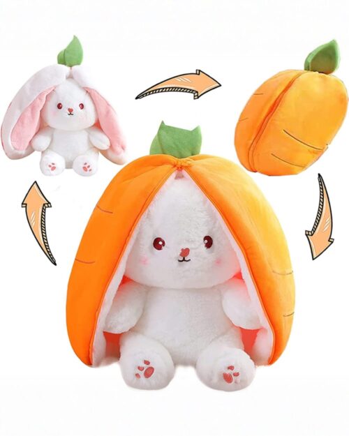 Kawaii Transformable Bunny Plushie - Carrot and Strawberry
