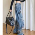Retro Style Cute Graffiti Jeans - Y2K Aesthetic word3