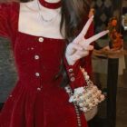 Festive Velvet Dress word2