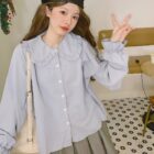 French Style Collar Shirt - Vintage Aesthetic word1