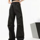 Rivet Design Loose Pants - Korean Aesthetic word1