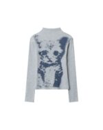 Gray el gato sweatshirt with a cat graphic print.