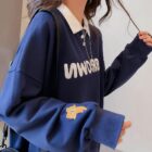 Loose Bear Sweatshirt - Korean Aesthetic word3