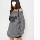 Off-shoulder Sweater - Gothic Aesthetic word2