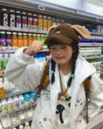 Y2K Kaomoji Hoodie featuring a white fluffy panda design and star accents.