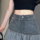 Ruffled Retro Denim Skirt - Y2K Aesthetic word1