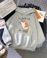no talk me im angy hoodie, casual sweatshirt with a cute corgi design.