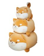 Stack of Extra Chonky Shiba Inu Plush toys, brown and fluffy.