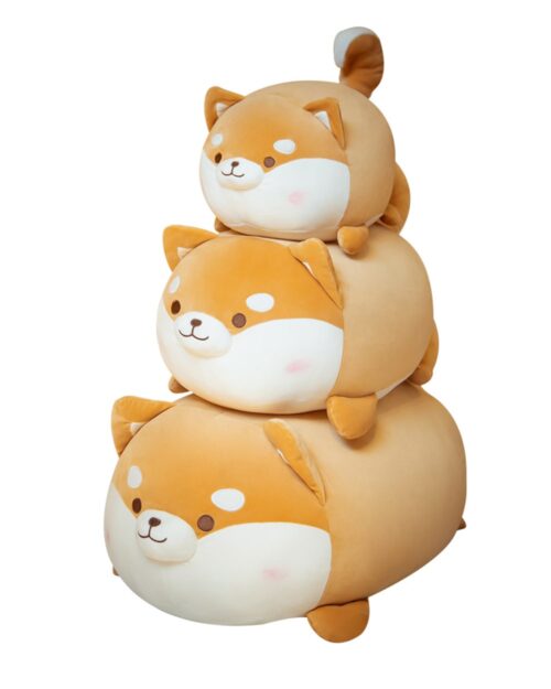 Stack of Extra Chonky Shiba Inu Plush toys, brown and fluffy.