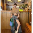 Gradient Cut Out Long Skirt - Y2K Aesthetic word3