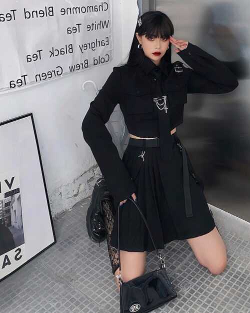 Kakkoi Style Pleated Set - Gothic Aesthetic