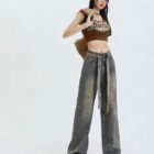 High Waist Long Jeans - Y2K Aesthetic word1