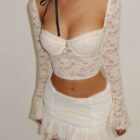 Low Cut Two-piece Set - Coquette Aesthetic word1