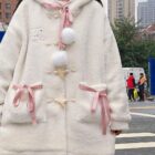 Fluffy Hooded Schoolgirl Coat word2