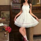 Lolita White Laced Dress - Cottagecore Aesthetic word3